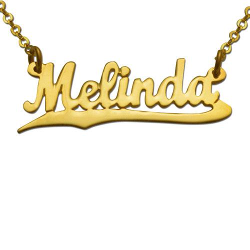Gold Plated Underlined Script Name Necklace
