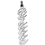 Vertical Silver Script Name Pendant