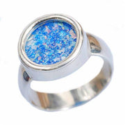 Sterling Silver Roman Glass Circle Ring