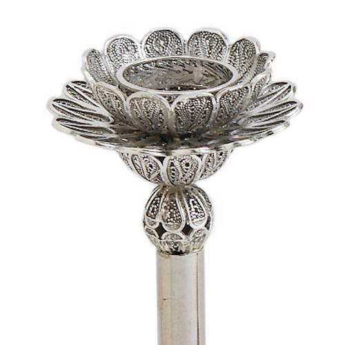 Filigree Smooth Stem Silver Candle Holders