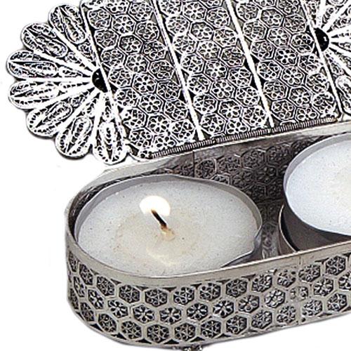 Silver Filigree Traveling Tea Lights Holder