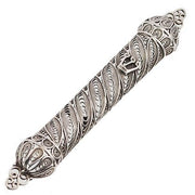 Filigree Silver Round Mezuzah Case