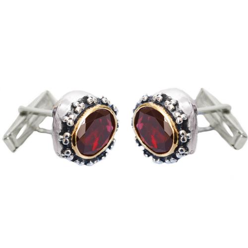 Silver & Gold Garnet Cufflinks
