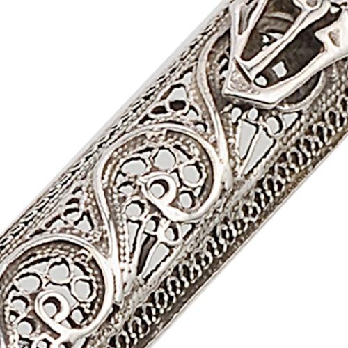 Sterling Silver Filigree Triangular Mezuzah Case