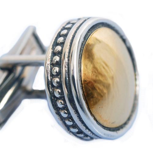 Silver & Gold Ethnic Round Cufflinks