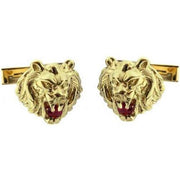 Lion of Judah Ruby Cufflinks in 14k Gold