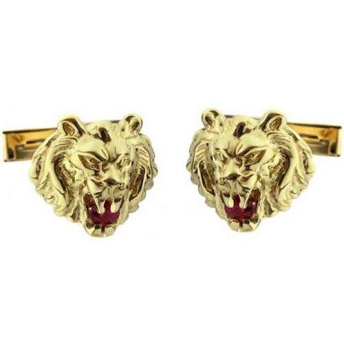 Lion of Judah Ruby Cufflinks in 14k Gold