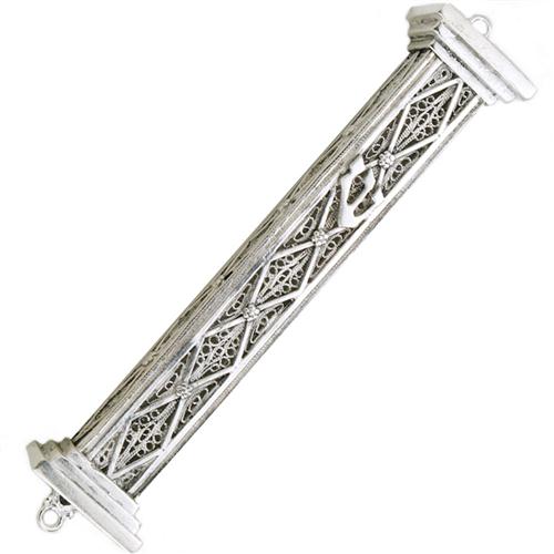 Sterling Silver Rectangular Filigree Mezuzah
