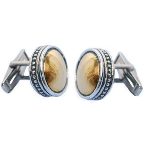 Silver & Gold Ethnic Round Cufflinks