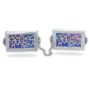 Colored Enamel Jerusalem Silver Tallit Clips