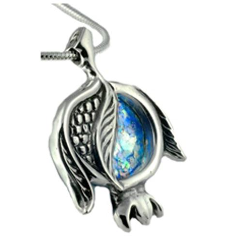 Sterling Silver Roman Glass Pomegranate Pendant