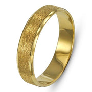 14k Yellow Gold Dual Finish Brushed Wedding Band