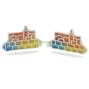 Enamel Multicolored Jerusalem Skyline Silver Tallit Clips