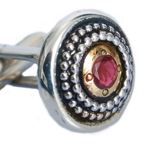 Silver & Gold Ethnic Garnet Cufflinks