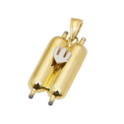 Two-tone "Shin" Inscribed Sefer Torah Pendant in 14k Gold