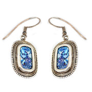 Silver Roman Glass Rounded Beaded Earrings