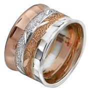 Rose and White Gold Diamond-Cut Wedding Ring
