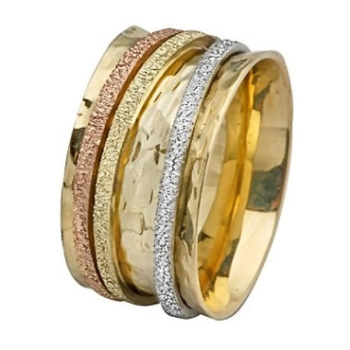 Tri-Color Gold Spinning Wedding Ring