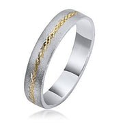 14k Gold Two Tone Florentine Wedding Ring