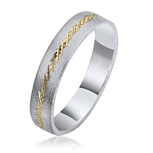14k Gold Two Tone Florentine Wedding Ring