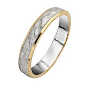Wedding Ring in Two Tone Brushed Hammered 14K Gold