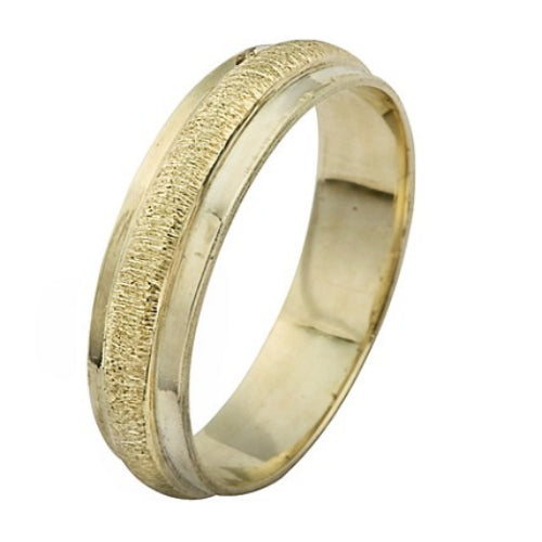 14k Yellow Gold Wedding Ring Raised Brushed Finish