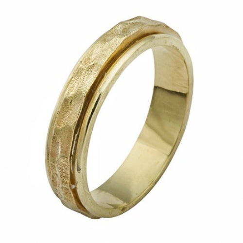 14k Yellow Gold Hammered Spinning Ring