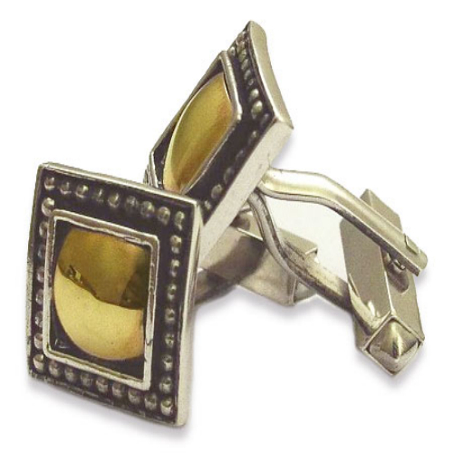 Silver and Gold Square Cufflinks