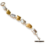 Silver & Gold Jerusalem Stone Bracelet