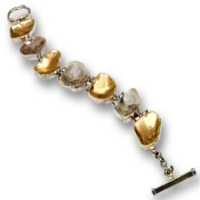 Silver and Gold Large Pebble Bracelet