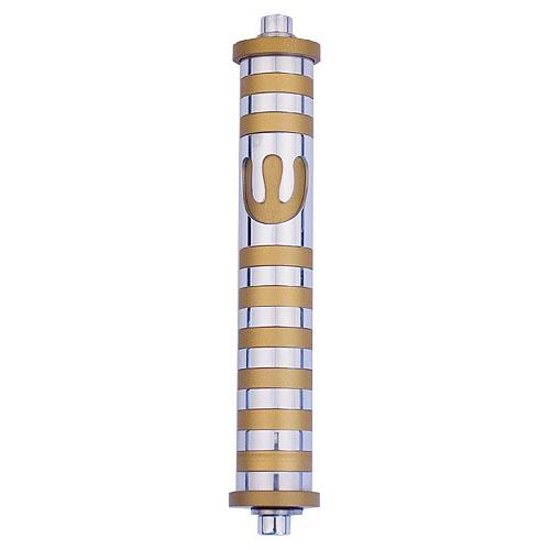 Aluminum Striped Mezuzah (Medium)