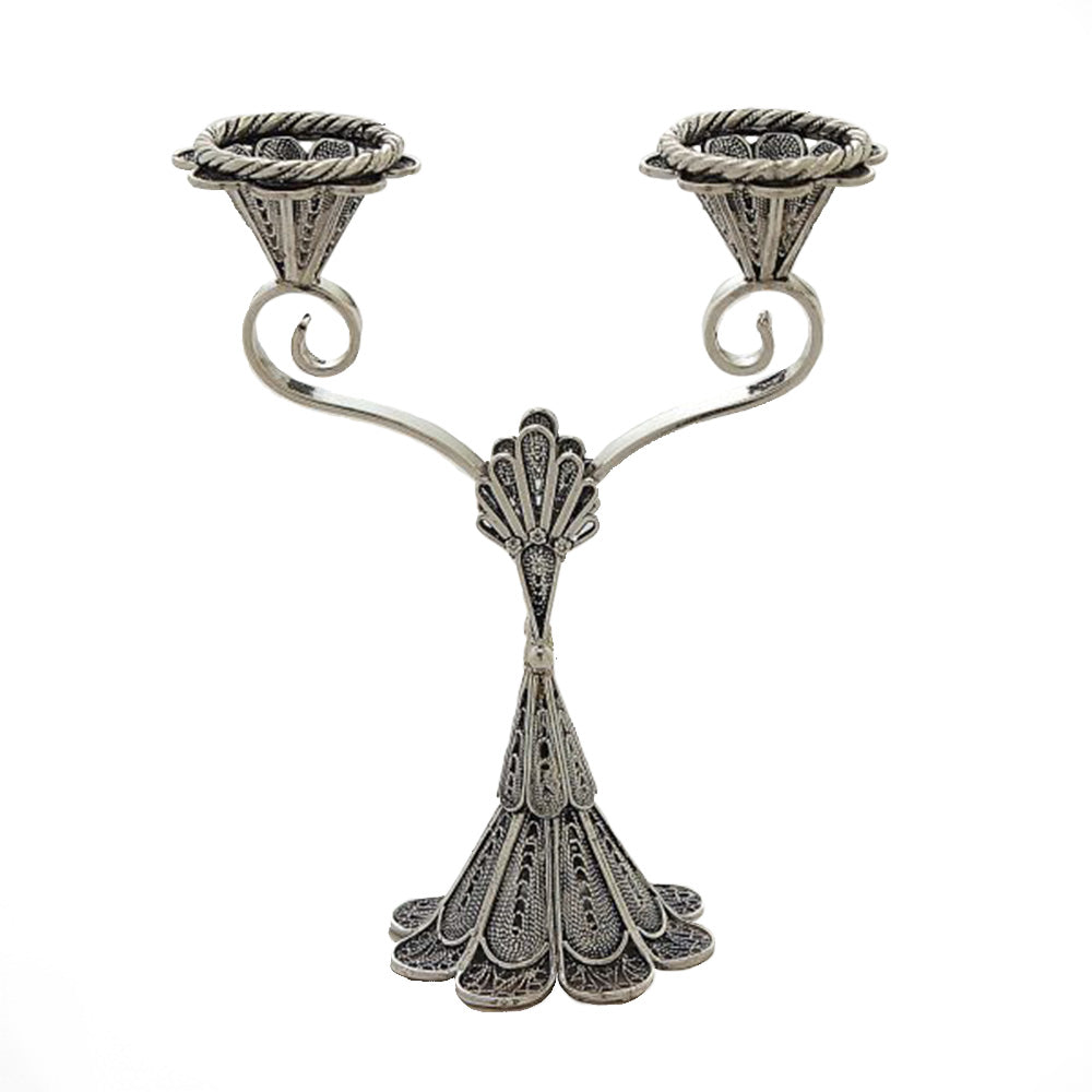 Small Two-Branch Sterling Silver Candelabra