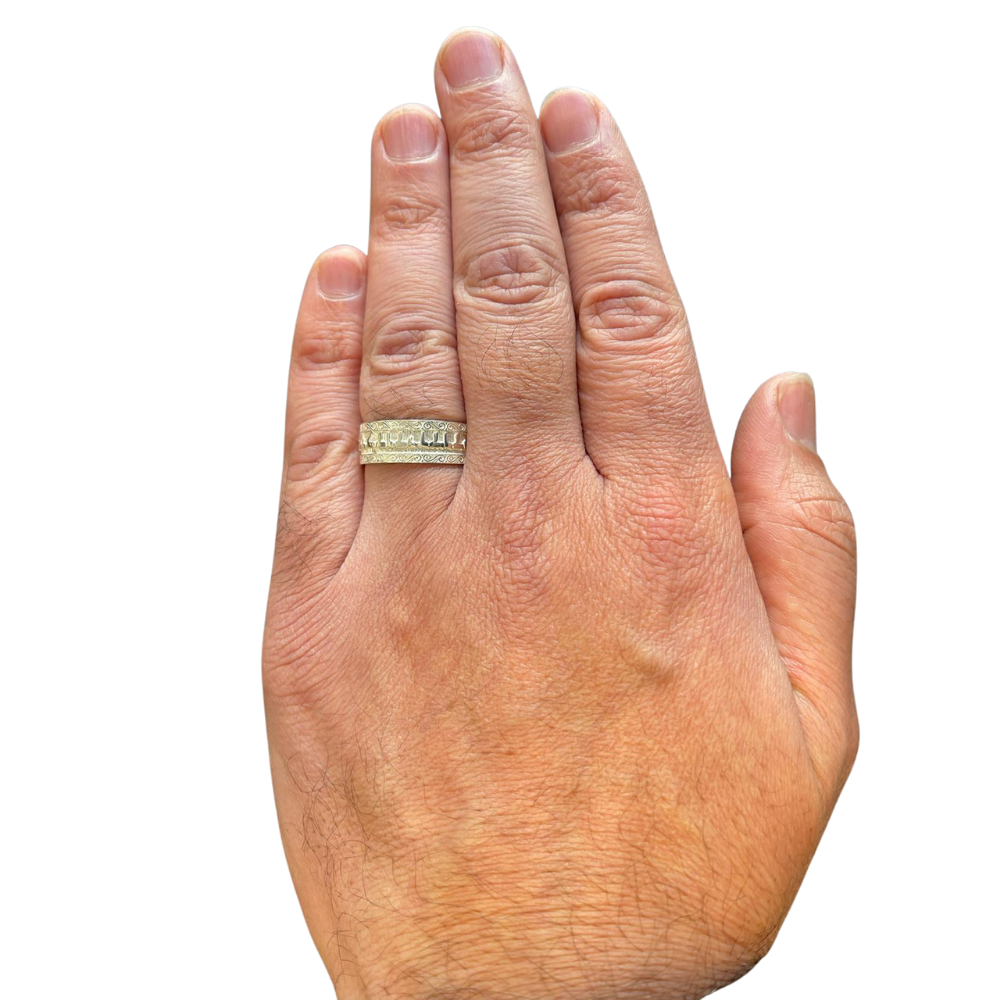 Hebrew Wedding Ring - Sterling Silver and 14k Yellow Gold