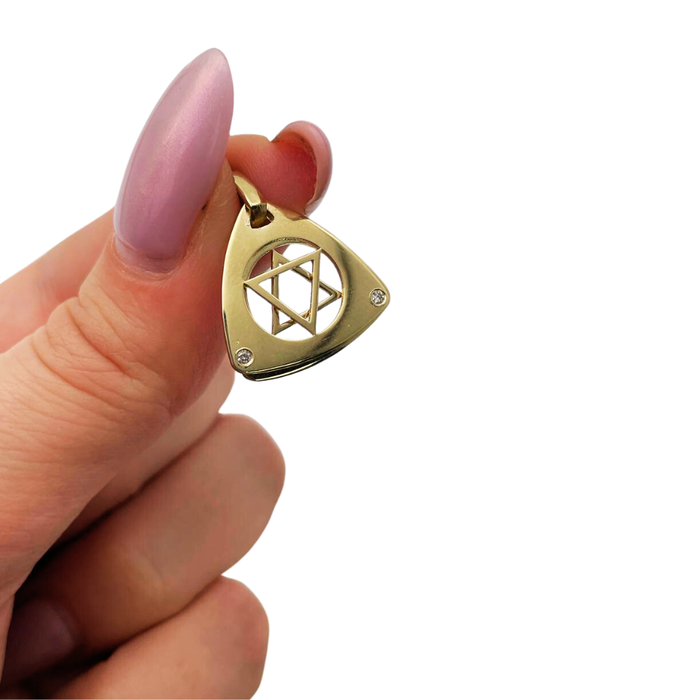 Dual Layered Star of David Diamond 14K Gold Pendant