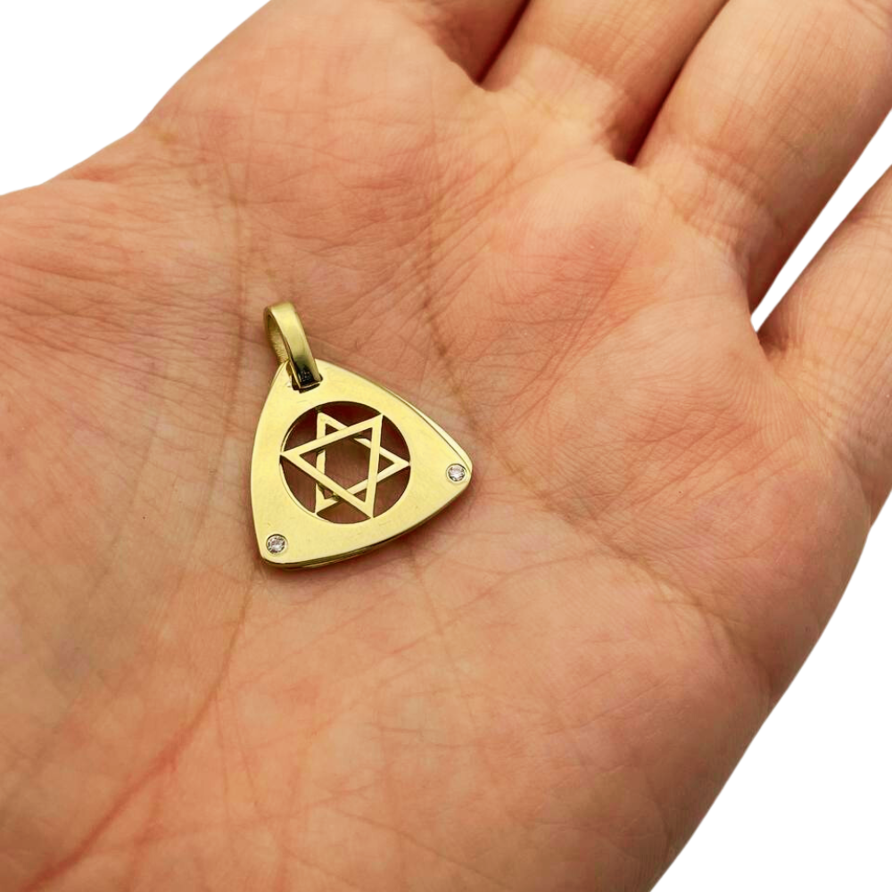 Dual Layered Star of David Diamond 14K Gold Pendant