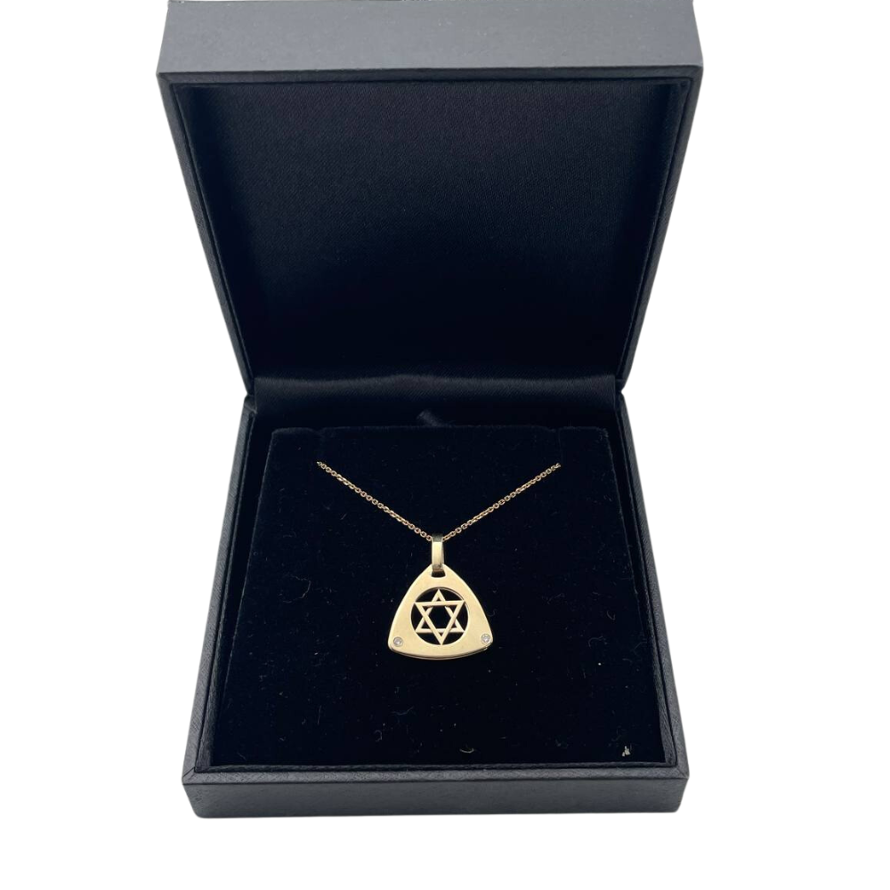 Dual Layered Star of David Diamond 14K Gold Pendant
