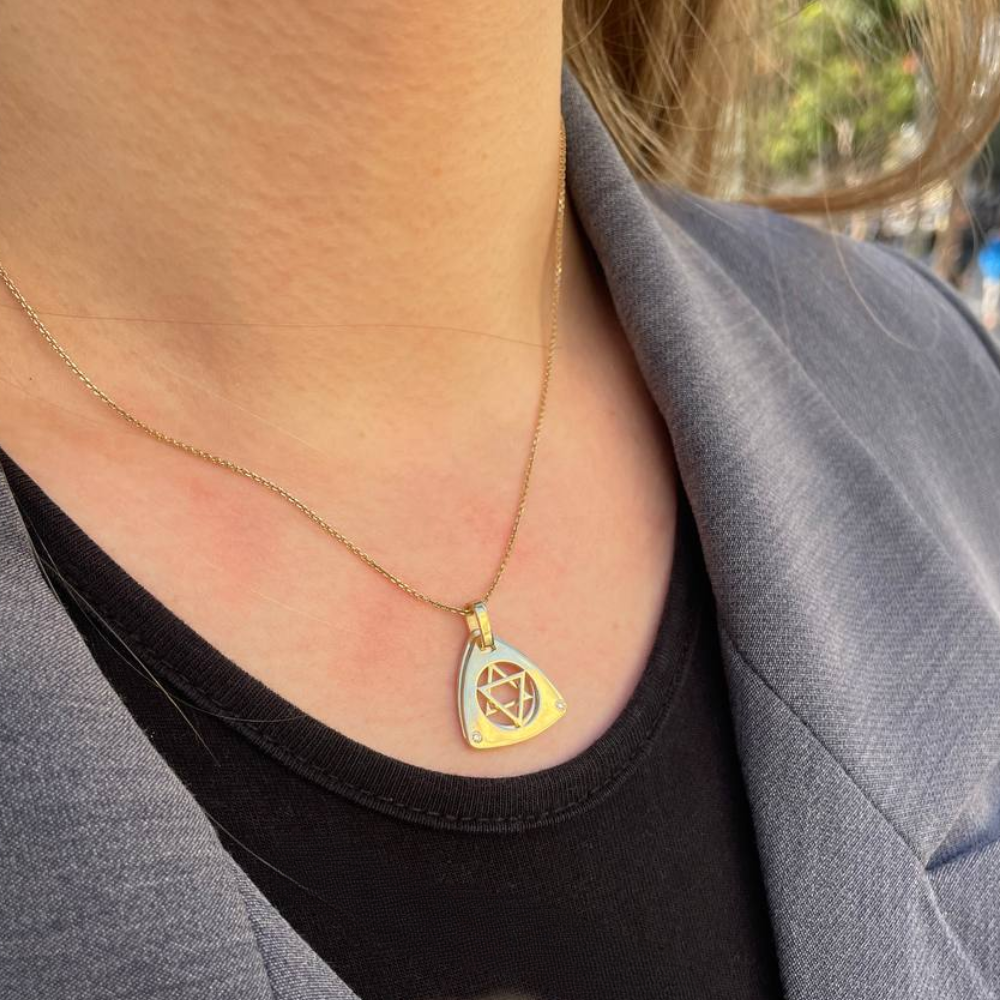 Dual Layered Star of David Diamond 14K Gold Pendant