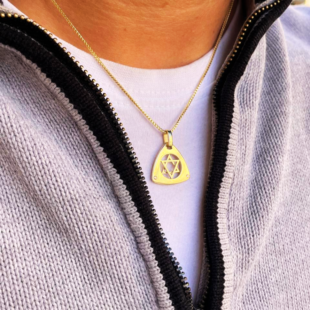 Dual Layered Star of David Diamond 14K Gold Pendant
