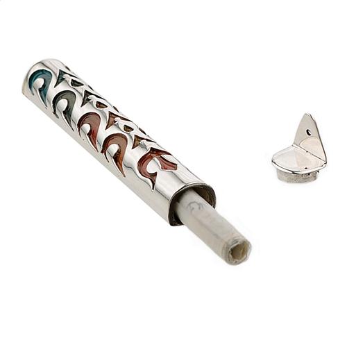 Silver Enamel Colored Mezuzah Case