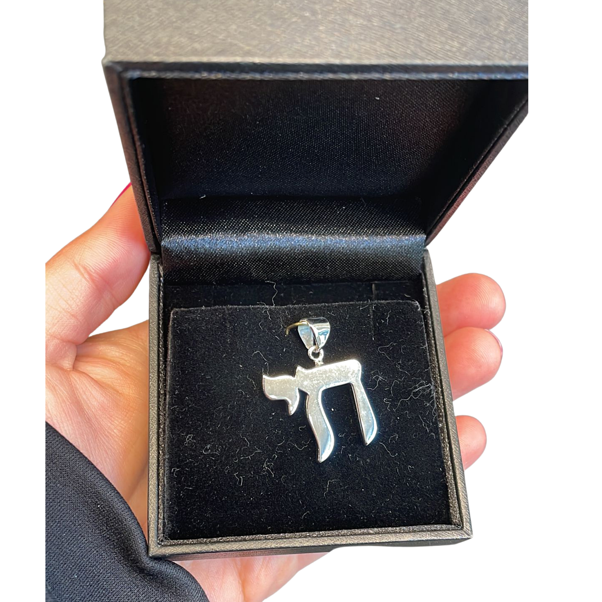 14k White Gold Chai Shiny Finish Pendant