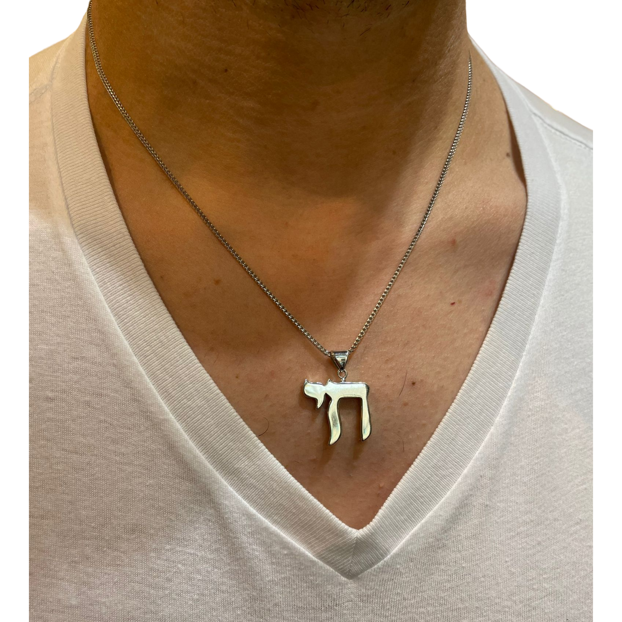 14k White Gold Chai Shiny Finish Pendant