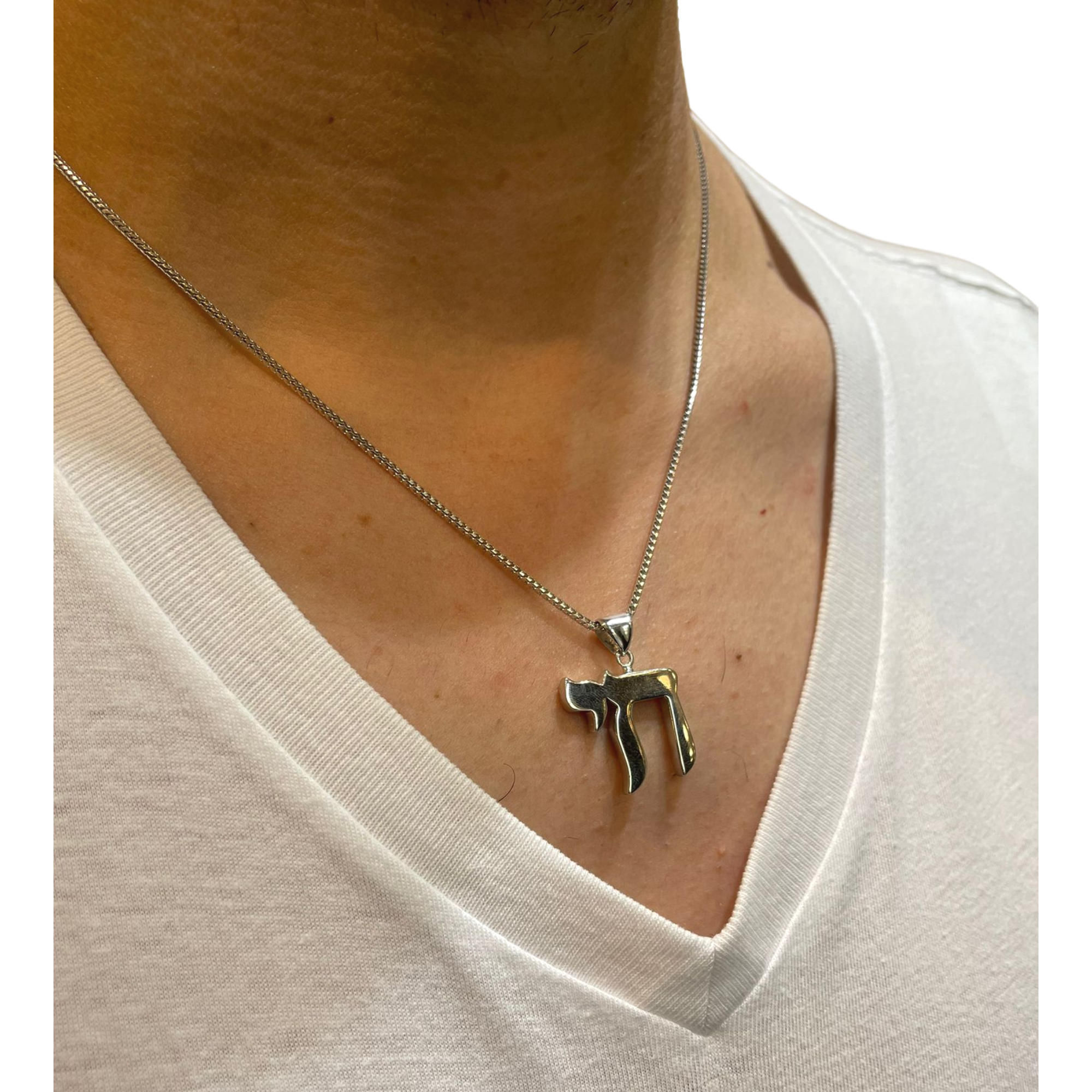 14k White Gold Chai Shiny Finish Pendant