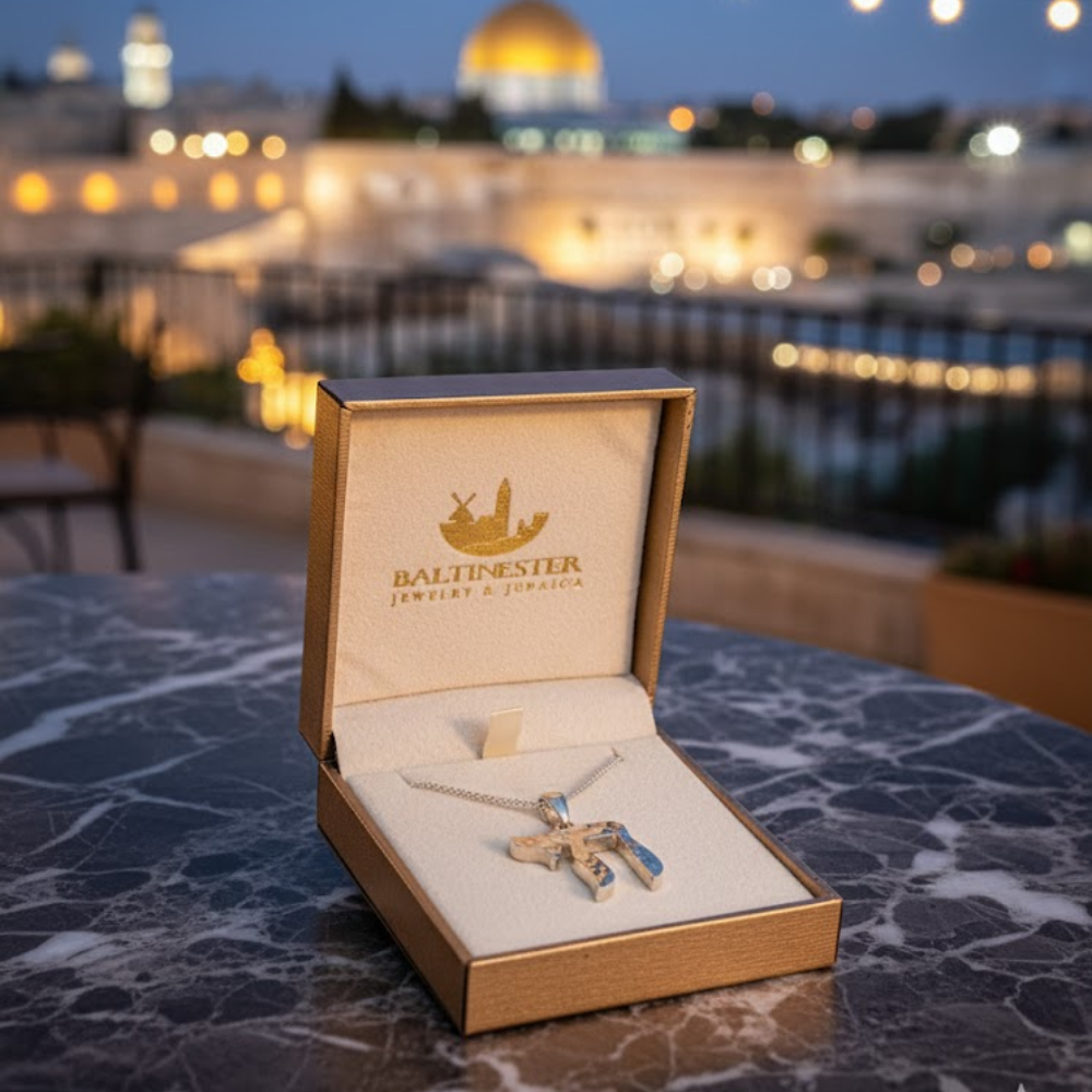 Hammered Silver Chai Pendant in 925 Sterling Silver Elegant Font - 19 mm