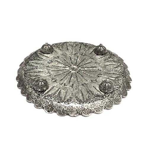 Sterling Silver Filigree Kiddush Cup Plate