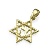 Star of David Hashem 14K Gold Pendant