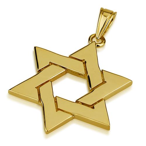 14k Gold Interwoven Star of David Pendant