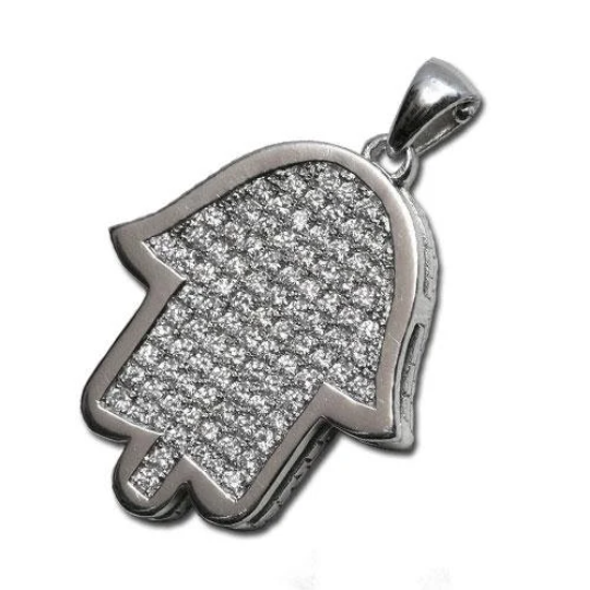 18k Gold Jerusalem Diamond Hamsa Reversible Pendant