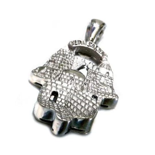 18k Gold Jerusalem Diamond Hamsa Reversible Pendant