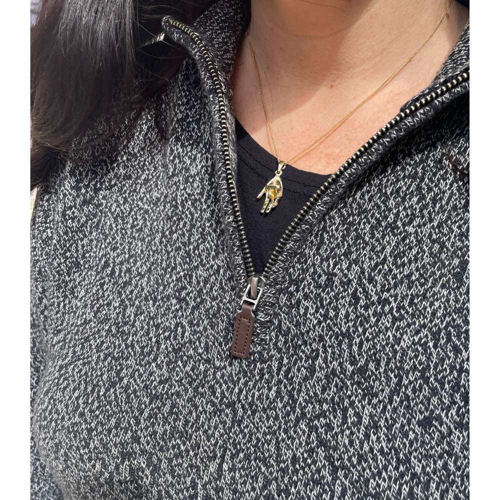 3D Hamsa Chai Pendant in 14k Gold