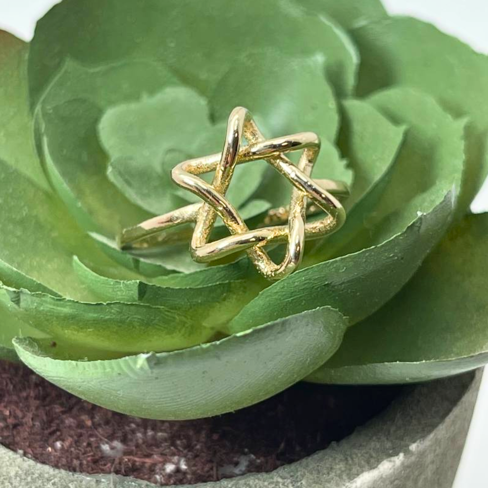 Minimalist Star of David Ring in 14K Yellow Gold